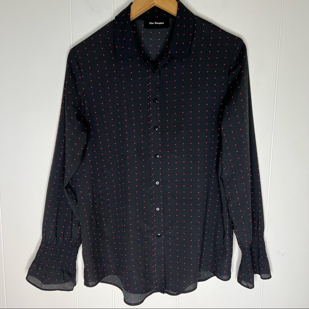 The Kooples Polka Dot Button Up Shirt Top Sz S